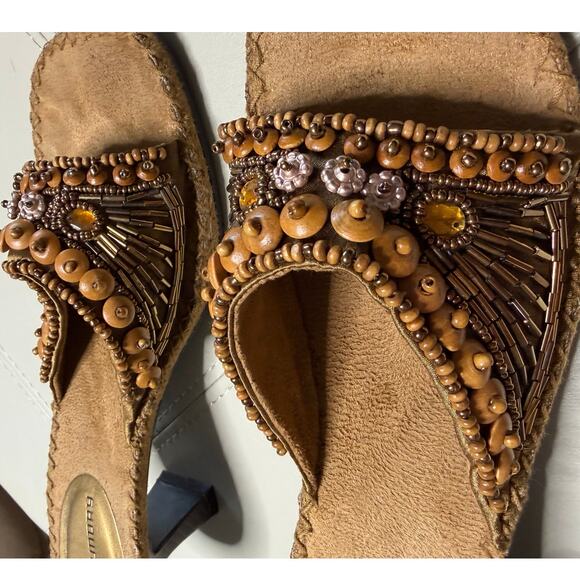 Laundry Audrey Bronze Satin Beaded Slide Sandals size 6.5 - Picture 10 of 10